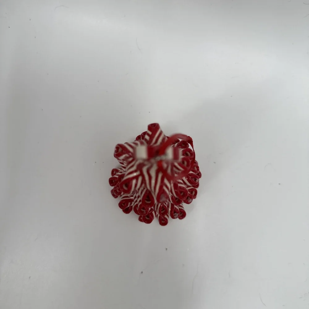 Peppermint Ribbon Swirl Candy Cane Christmas Tree Ornament Sparkly Glitter 4.5